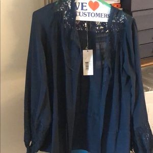 Never worn Rebecca Taylor blue silk top.